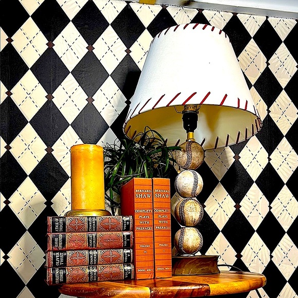 Vintage Baseball Table Lamp with Red Stitch Shade – Americana Sports Decor - Picture 3 of 15